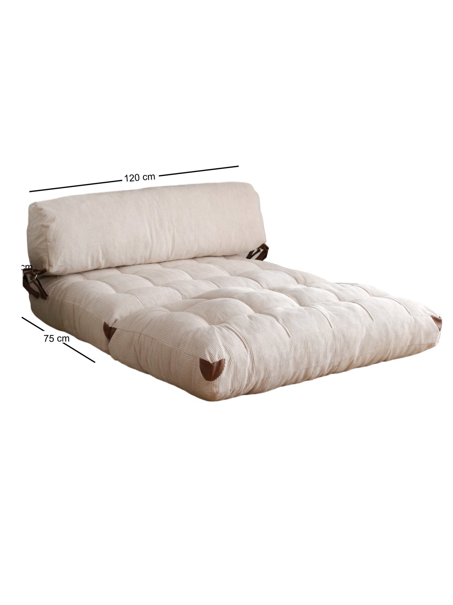 Sofá-cama elegante de 2 lugares, veludo cotelê branco, 120 x 75 x 79 cm | 100% poliéster, altura confortável de 24 cm, transforma-se em cama de 150 cm | Perfeito para espaços de convivência modernos