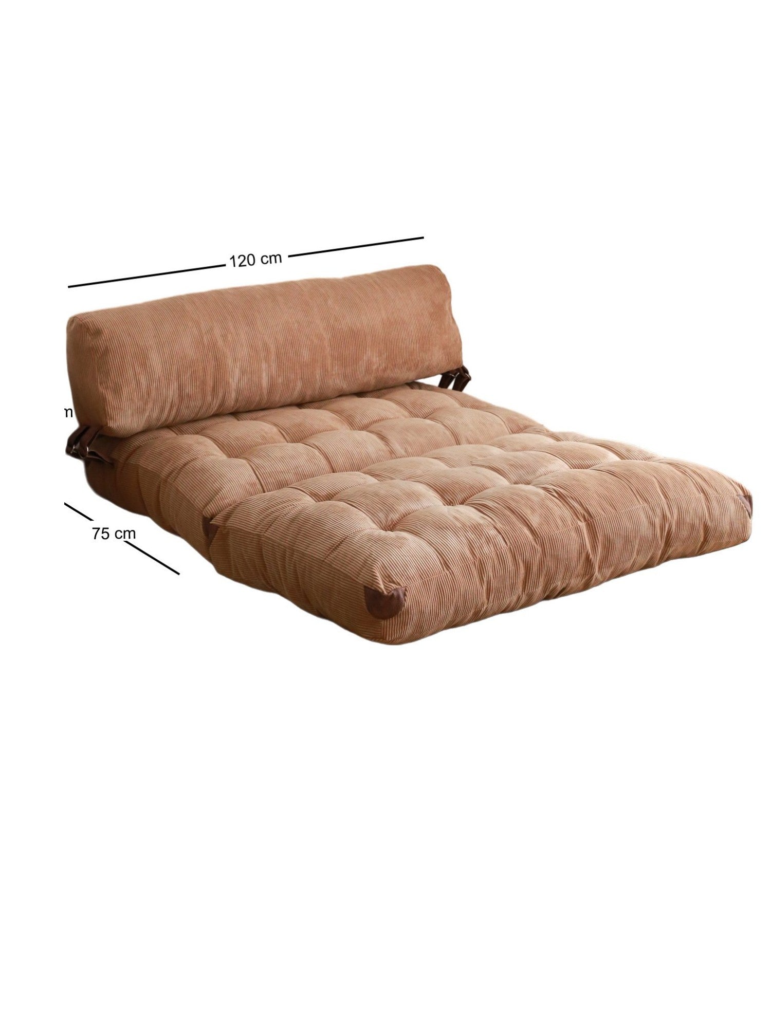 Sofá-cama elegante de 2 lugares, veludo cotelê camelo, 120 x 75 x 79 cm | 100% poliéster, altura confortável para sentar: 24 cm, transforma-se em cama de 150 cm