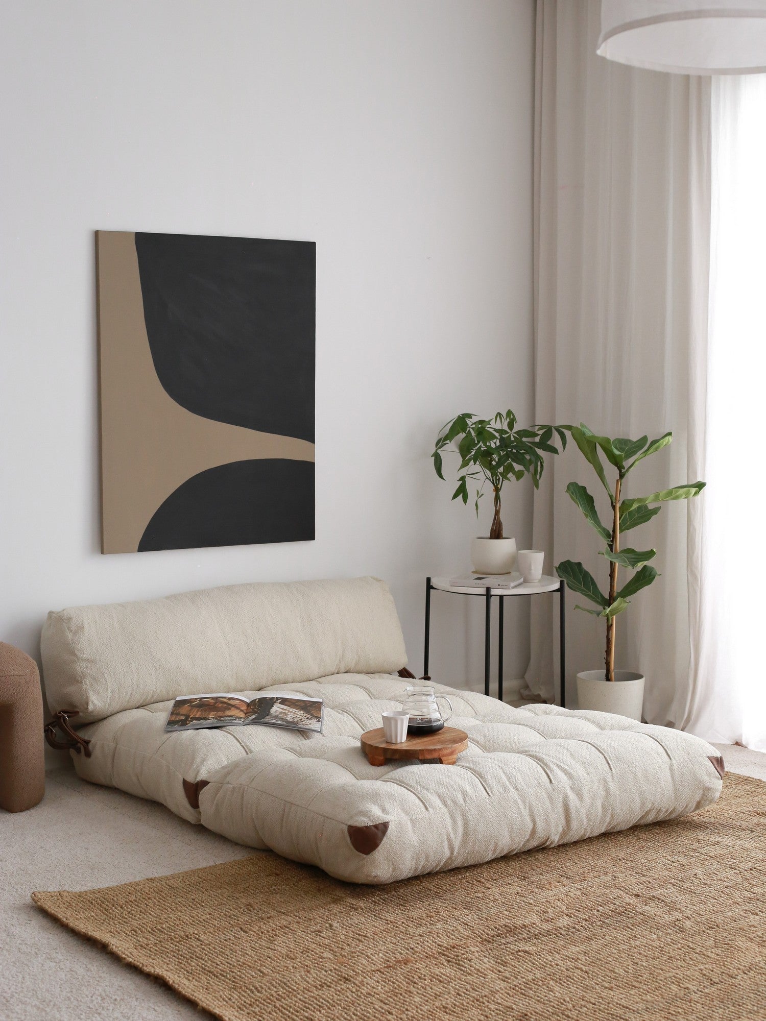 Sofá-cama aconchegante de 2 lugares, tecido Teddy creme, 120 x 75 x 79 cm | 100% poliéster, altura confortável de 24 cm, transforma-se em cama de 150 cm | Perfeito para espaços pequenos
