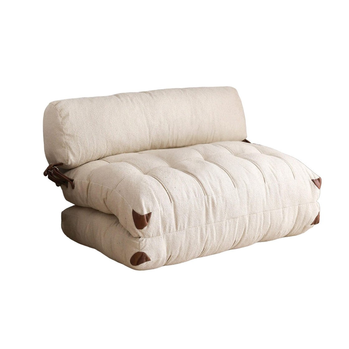 Sofá-cama aconchegante de 2 lugares, tecido Teddy creme, 120 x 75 x 79 cm | 100% poliéster, altura confortável de 24 cm, transforma-se em cama de 150 cm | Perfeito para espaços pequenos