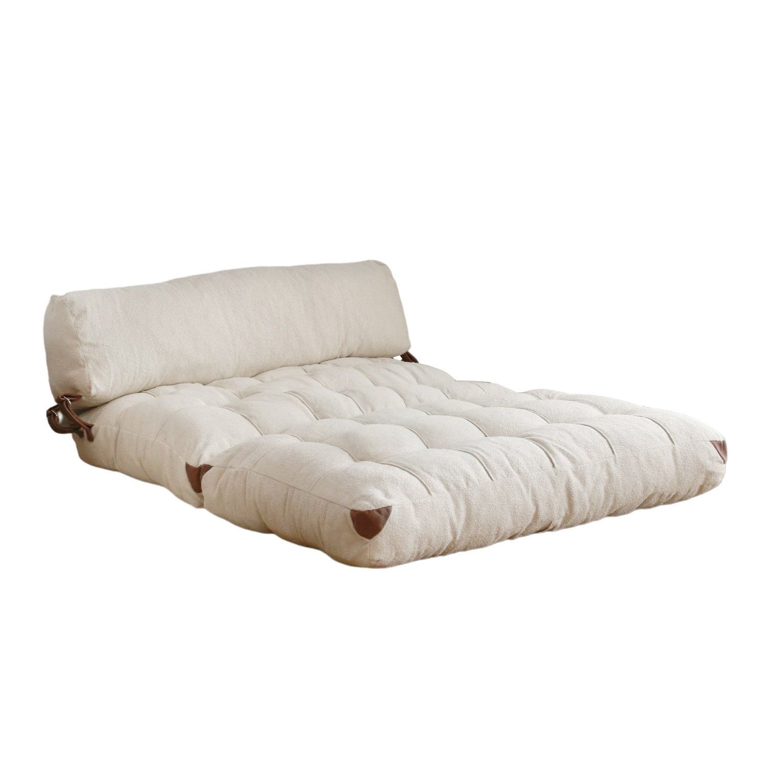 Sofá-cama aconchegante de 2 lugares, tecido Teddy creme, 120 x 75 x 79 cm | 100% poliéster, altura confortável de 24 cm, transforma-se em cama de 150 cm | Perfeito para espaços pequenos