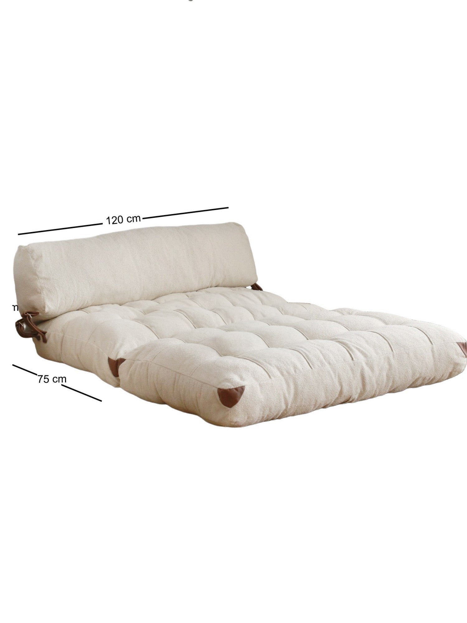 Sofá-cama aconchegante de 2 lugares, tecido Teddy creme, 120 x 75 x 79 cm | 100% poliéster, altura confortável de 24 cm, transforma-se em cama de 150 cm | Perfeito para espaços pequenos