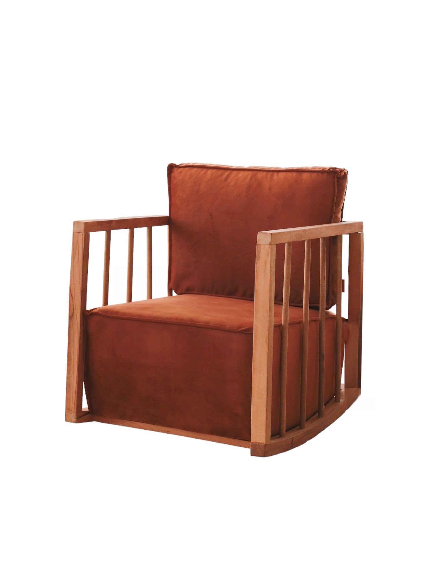 Poltrona Cinnamon Wing, estrutura 100% madeira, tecido Babyface, 65 x 80 x 71 cm | Assento confortável com 56 cm de profundidade | Perfeita para espaços modernos