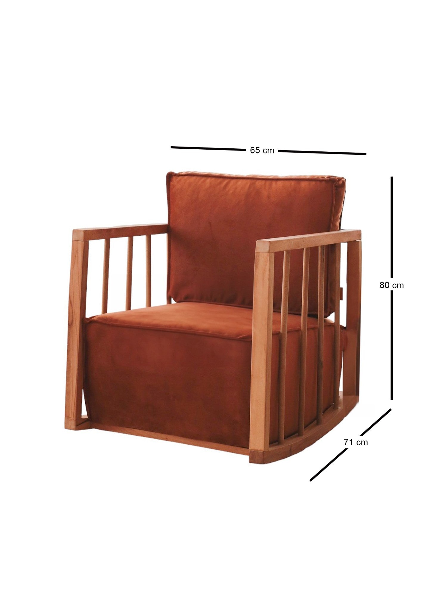 Poltrona Cinnamon Wing, estrutura 100% madeira, tecido Babyface, 65 x 80 x 71 cm | Assento confortável com 56 cm de profundidade | Perfeita para espaços modernos