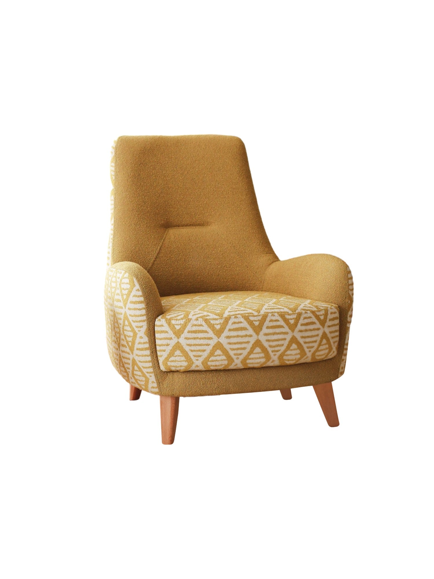 Poltrona Elegante, Tecido Teddy Amarelo, 75 x 95 x 88 cm | Estrutura 100% de Madeira, Altura Confortável para Sentar: 43 cm | Perfeita para Salas de Estar e Escritórios Modernos