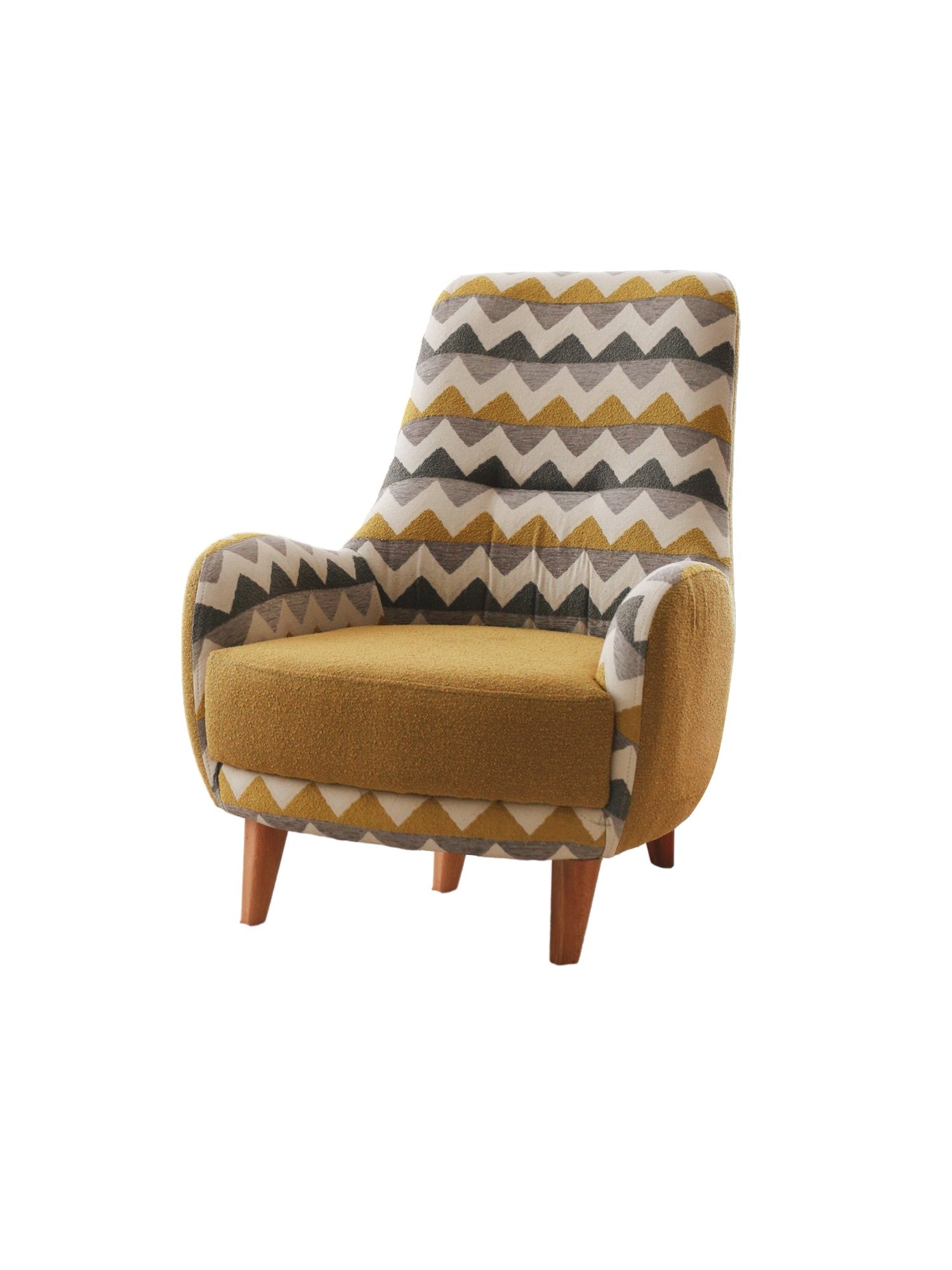 Poltrona elegante com estrutura 100% madeira, tecido Teddy, 75 cm L x 95 cm A x 88 cm P | Altura confortável para sentar: 43 cm | Perfeita para sala de estar e escritório