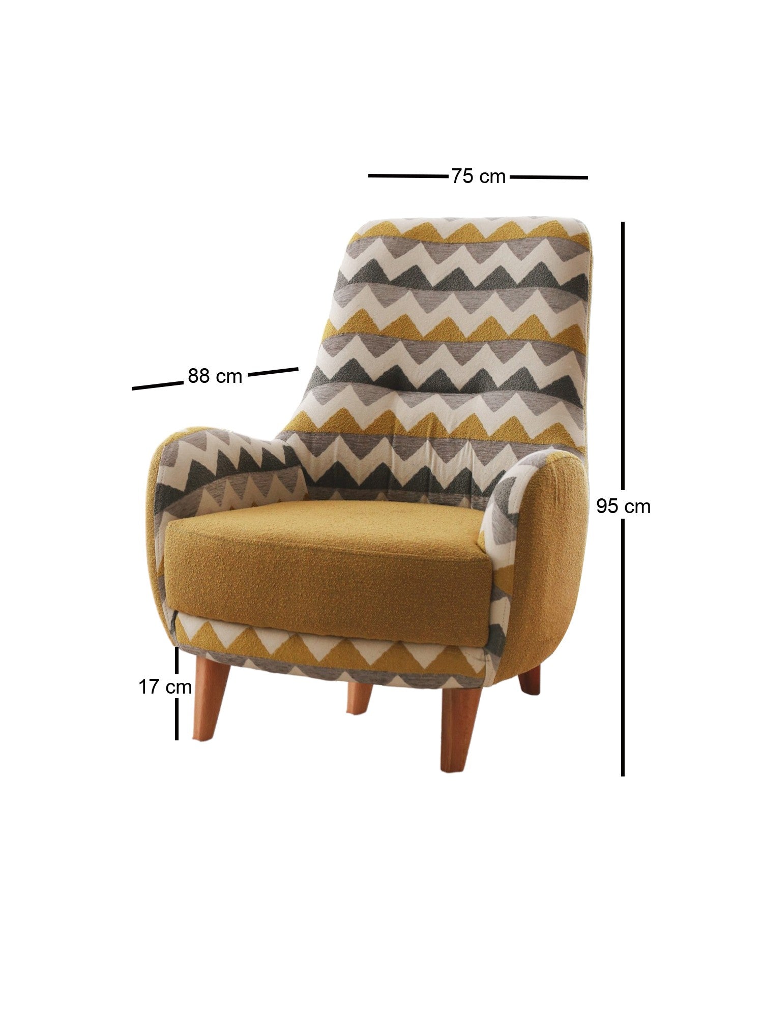 Poltrona elegante com estrutura 100% madeira, tecido Teddy, 75 cm L x 95 cm A x 88 cm P | Altura confortável para sentar: 43 cm | Perfeita para sala de estar e escritório