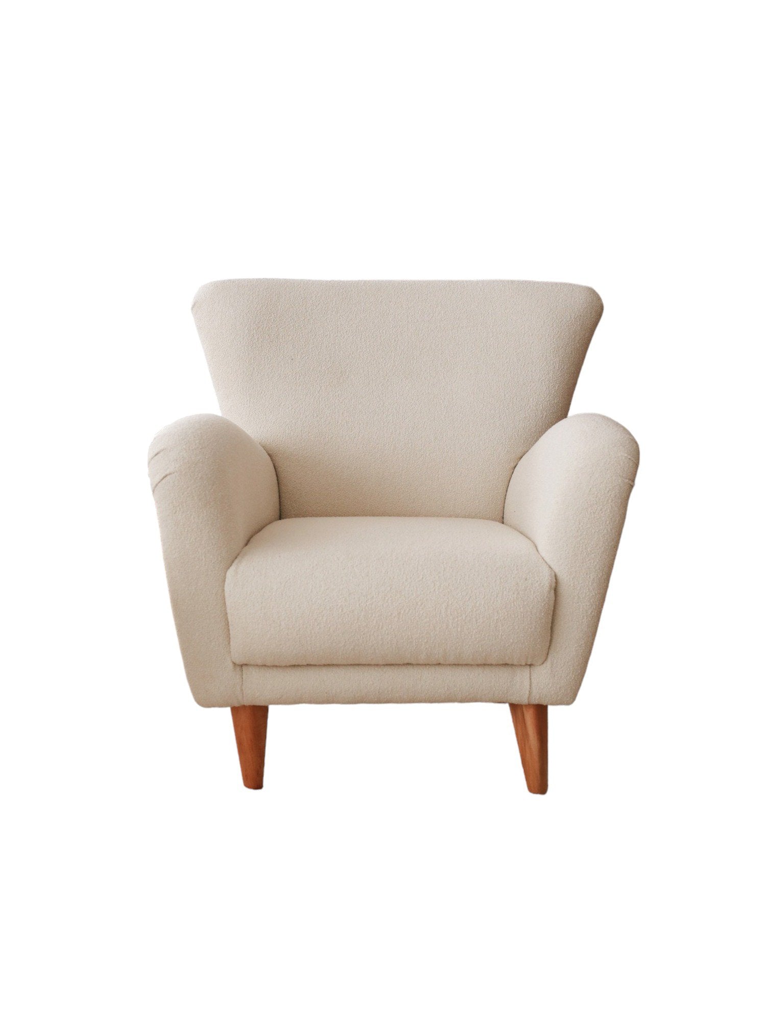 Poltrona Elegante, Tecido Teddy Branco, 85 x 85 x 82 cm | Estrutura 100% Madeira, Altura Confortável para Sentar: 43 cm | Perfeita para Salas de Estar e Escritórios Modernos