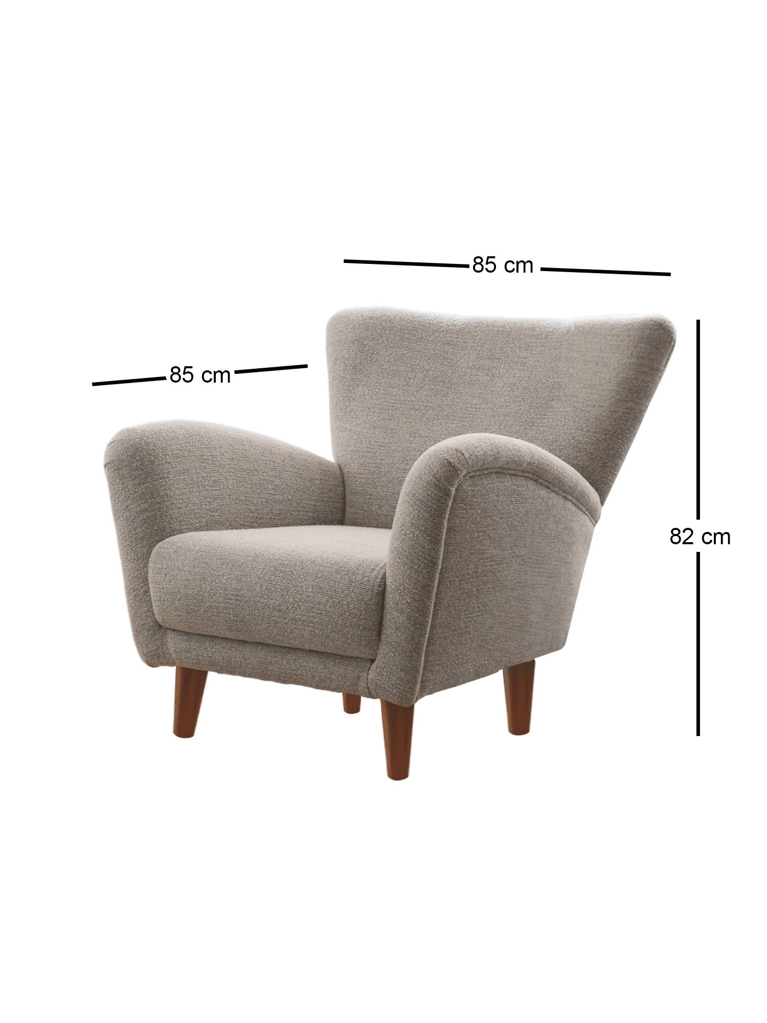Poltrona Elegante, Tecido Teddy Cinza, 85 x 82 x 85 cm | Estrutura 100% Madeira, Conforto Macio com Espuma DNS 30 | Perfeita para Sala de Estar e Escritório