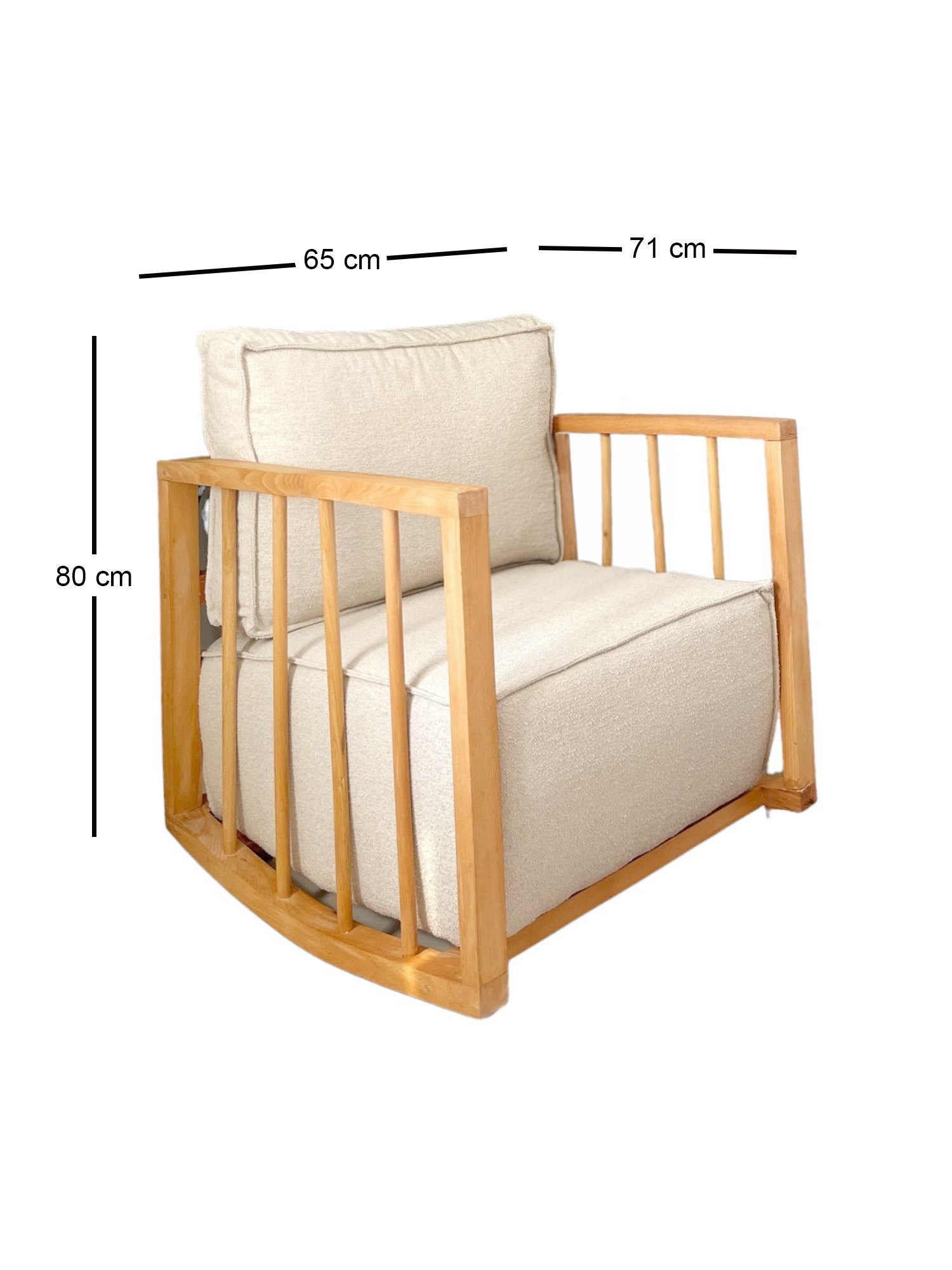 Poltrona Elegante, Branca, 65 cm L x 80 cm A x 71 cm P | Estrutura 100% Madeira, Tecido Babyface | Perfeita para Salas de Estar Modernas e Espaços Aconchegantes