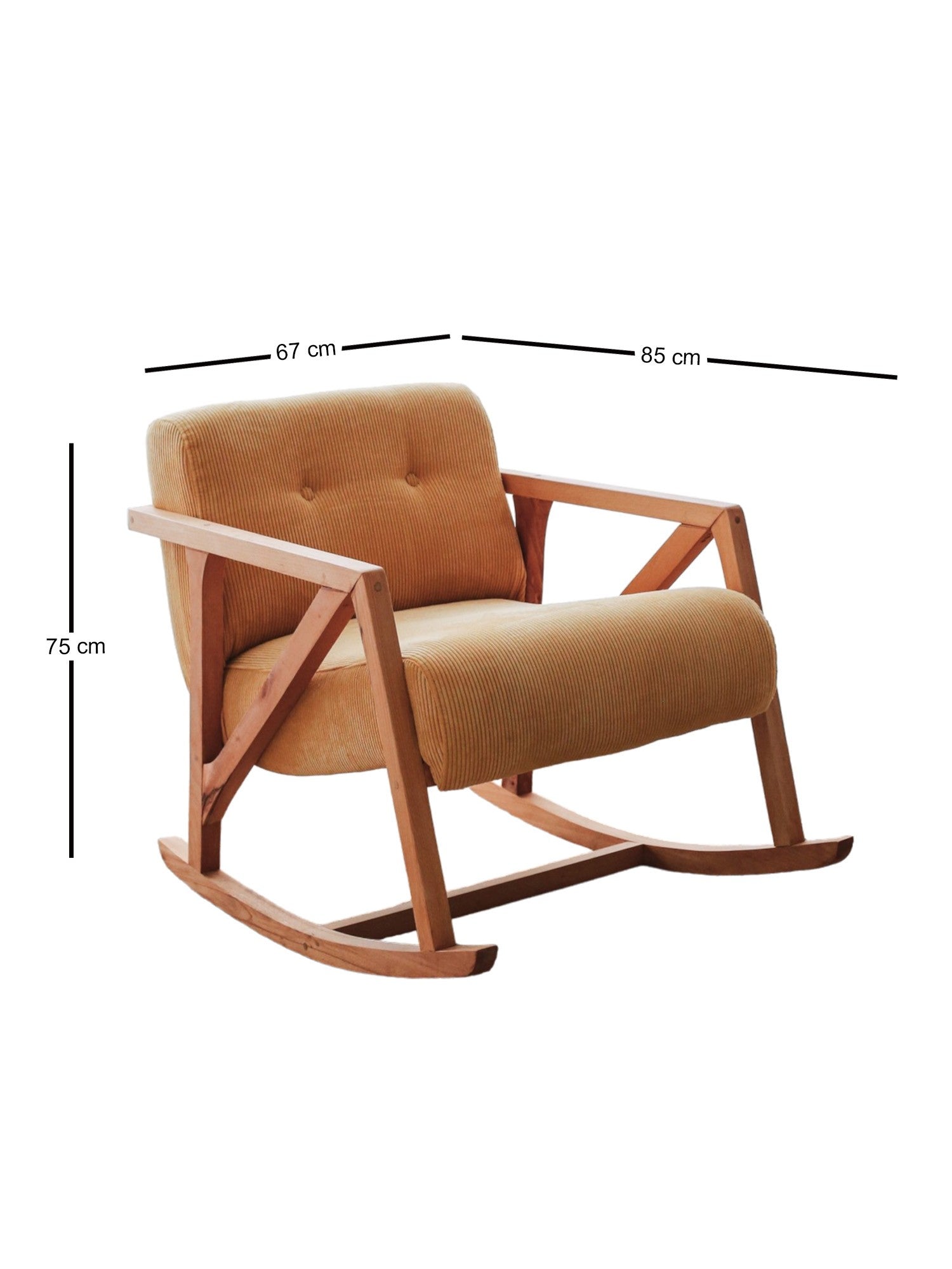 Poltrona elegante de veludo amarelo, 67 cm L x 75 cm A x 85 cm P | Pernas de madeira resistentes, altura confortável para sentar de 51 cm | Perfeita para espaços de convivência modernos