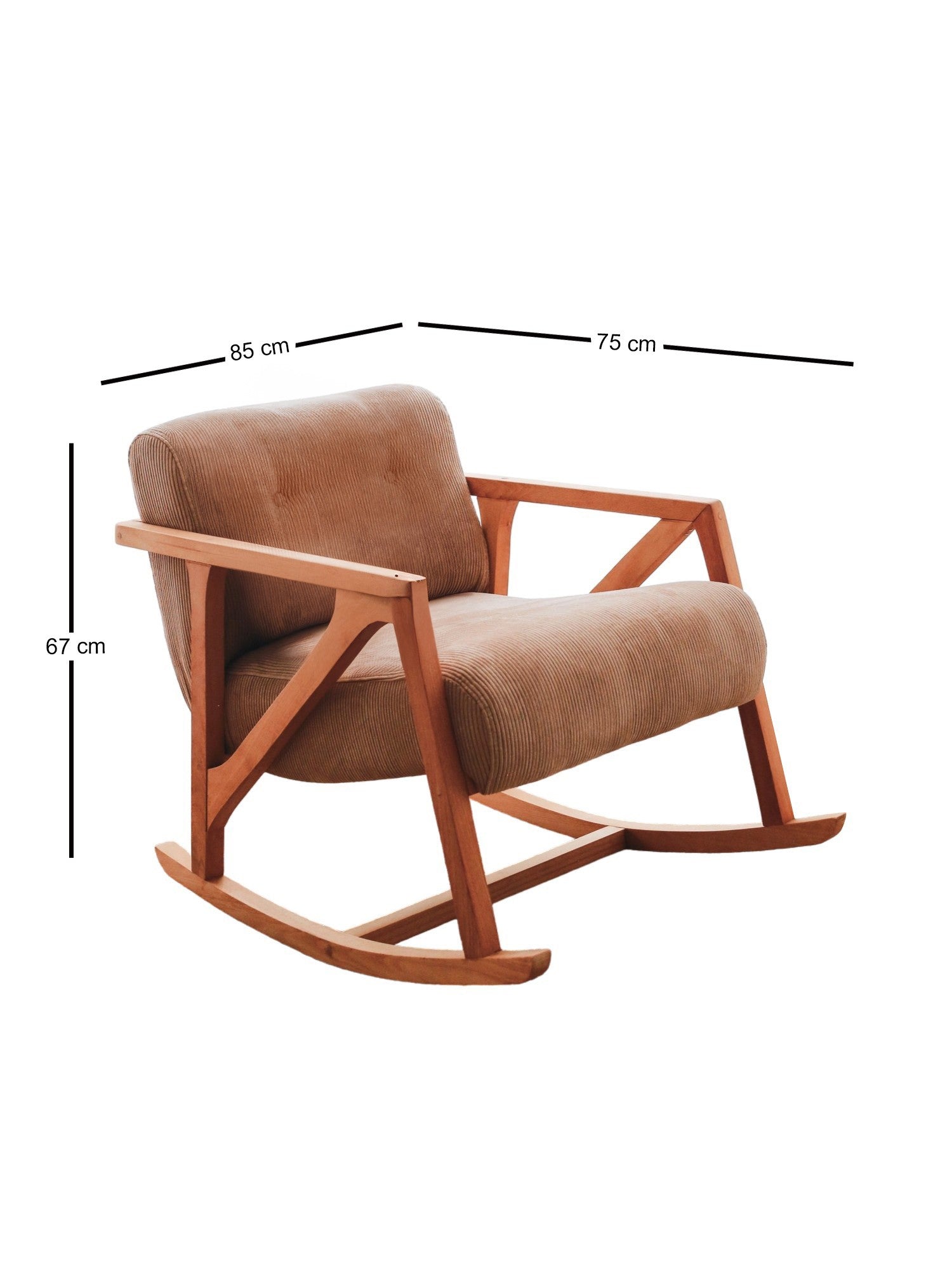 Poltrona elegante de veludo, cor camelo, 85 x 75 x 67 cm | Tecido 100% veludo, pernas de madeira, elegante e confortável para sala de estar e escritório