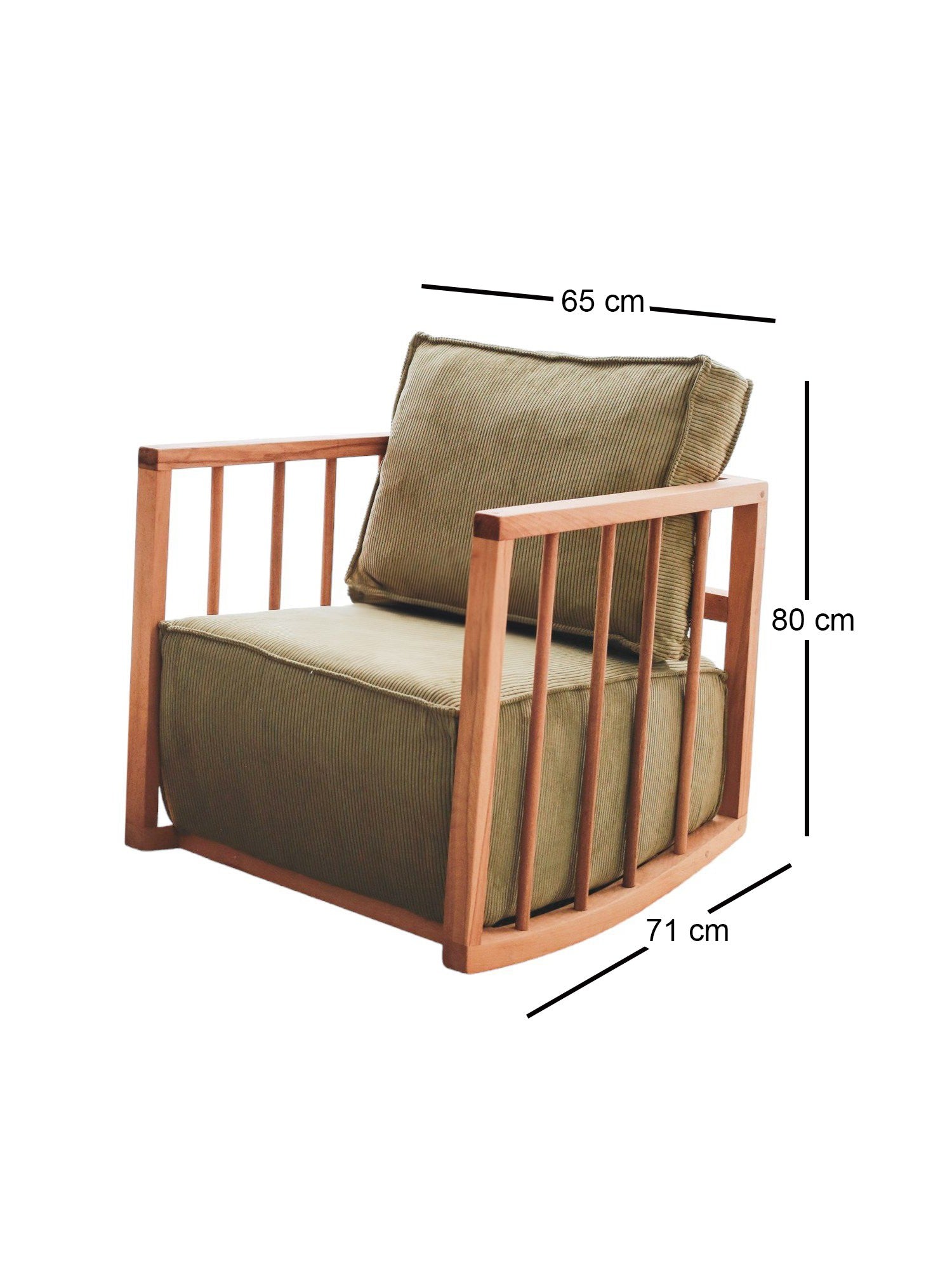 Poltrona Elegante, Cáqui, 65 x 80 x 71 cm | Estrutura 100% Madeira, Tecido Babyface | Assento Confortável com 56 cm de Profundidade | Perfeita para Espaços Modernos