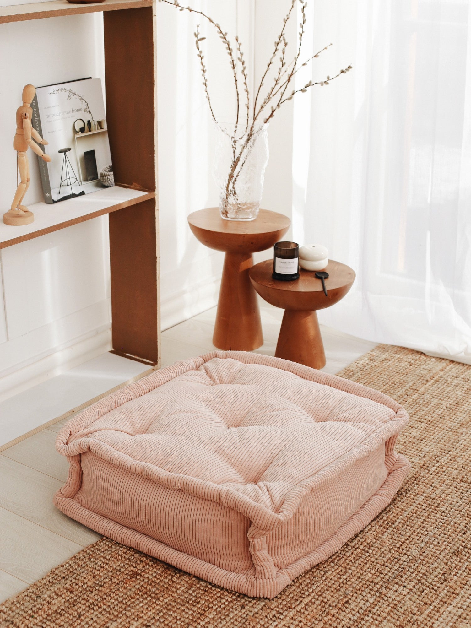 Almofada luxuosa de veludo rosa, 55 x 55 x 16 cm | Enchimento de fibra/esponja macia | Perfeita para decoração e conforto | Toque elegante e estiloso