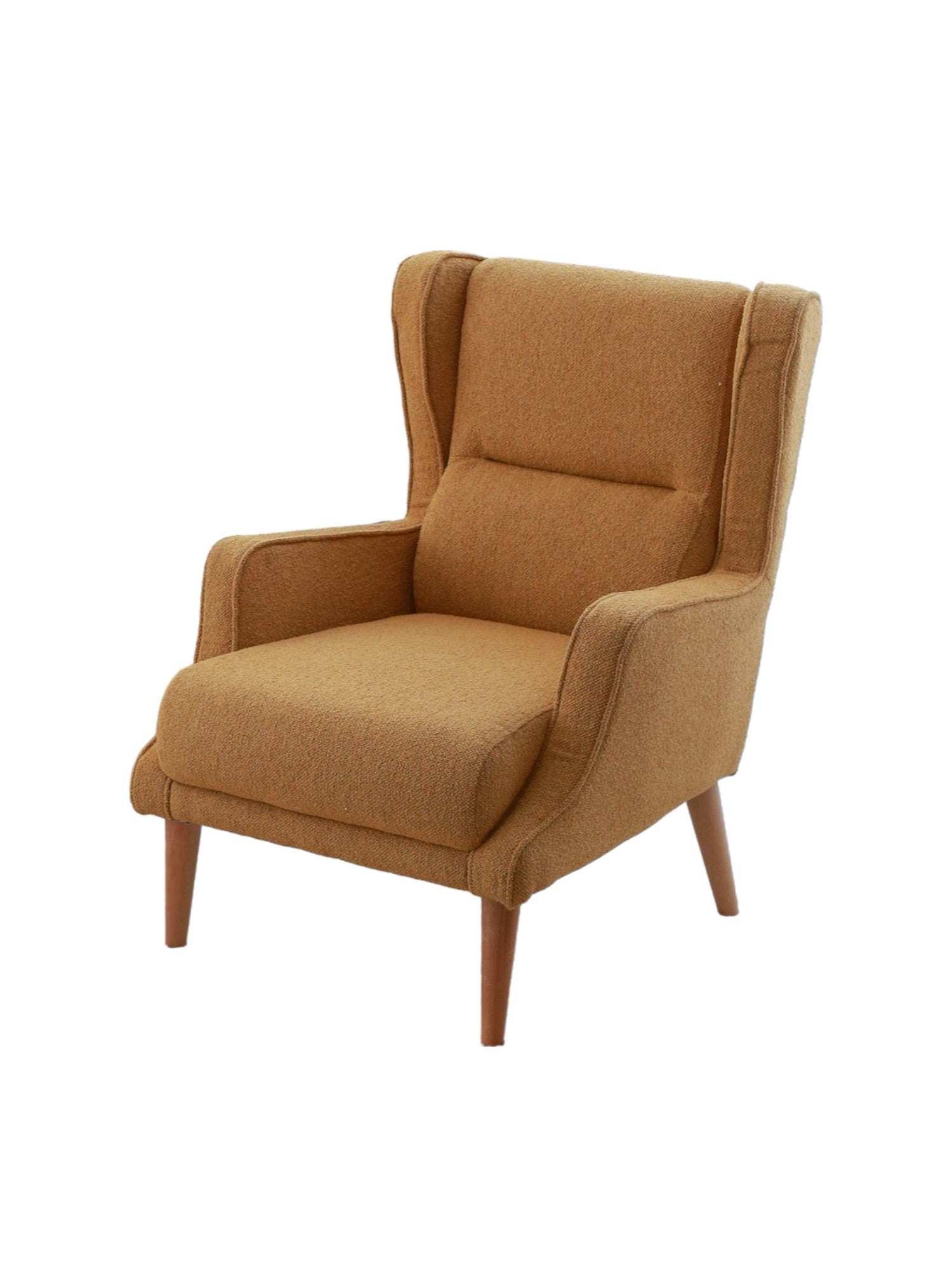 Poltrona Elegante com Asas na Cor Mostarda, Estrutura 100% Madeira, Tecido Teddy, 78 x 94 x 70 cm | Perfeita para Sala de Estar e Escritório, Conforto e Suporte com Estilo