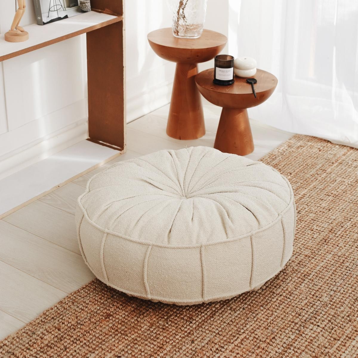 Luxuosa almofada de pelúcia branca, 60 x 60 x 20 cm | Enchimento de fibra/esponja macia | Perfeita para salas de estar e quartos aconchegantes, conforto e estilo