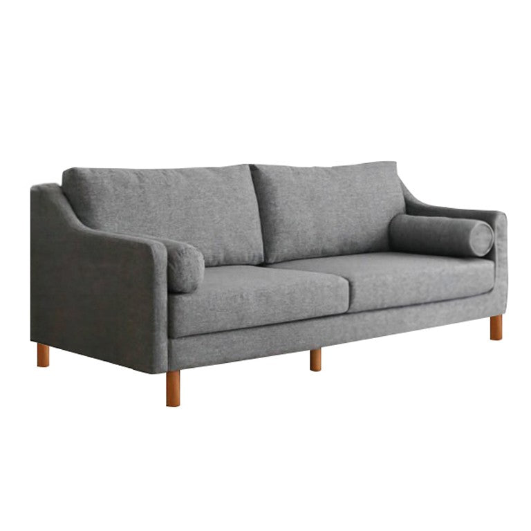 Sofá elegante de 3 lugares, linho cinza, 196 x 82 x 93 cm | Estrutura 100% madeira de carpa, pernas de madeira | Design confortável e elegante para salas de estar modernas