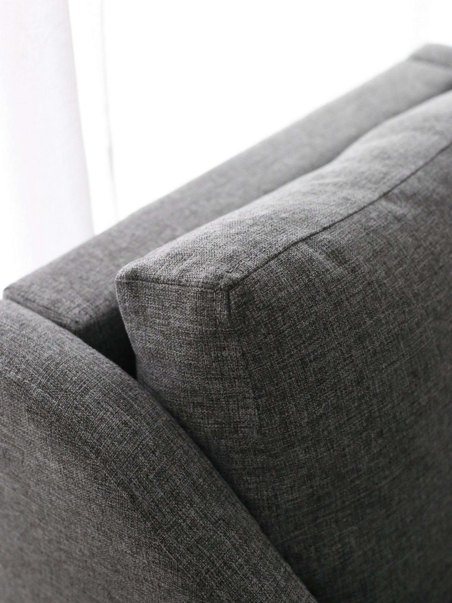 Sofá elegante de 3 lugares, linho cinza, 196 x 82 x 93 cm | Estrutura 100% madeira de carpa, pernas de madeira | Design confortável e elegante para salas de estar modernas