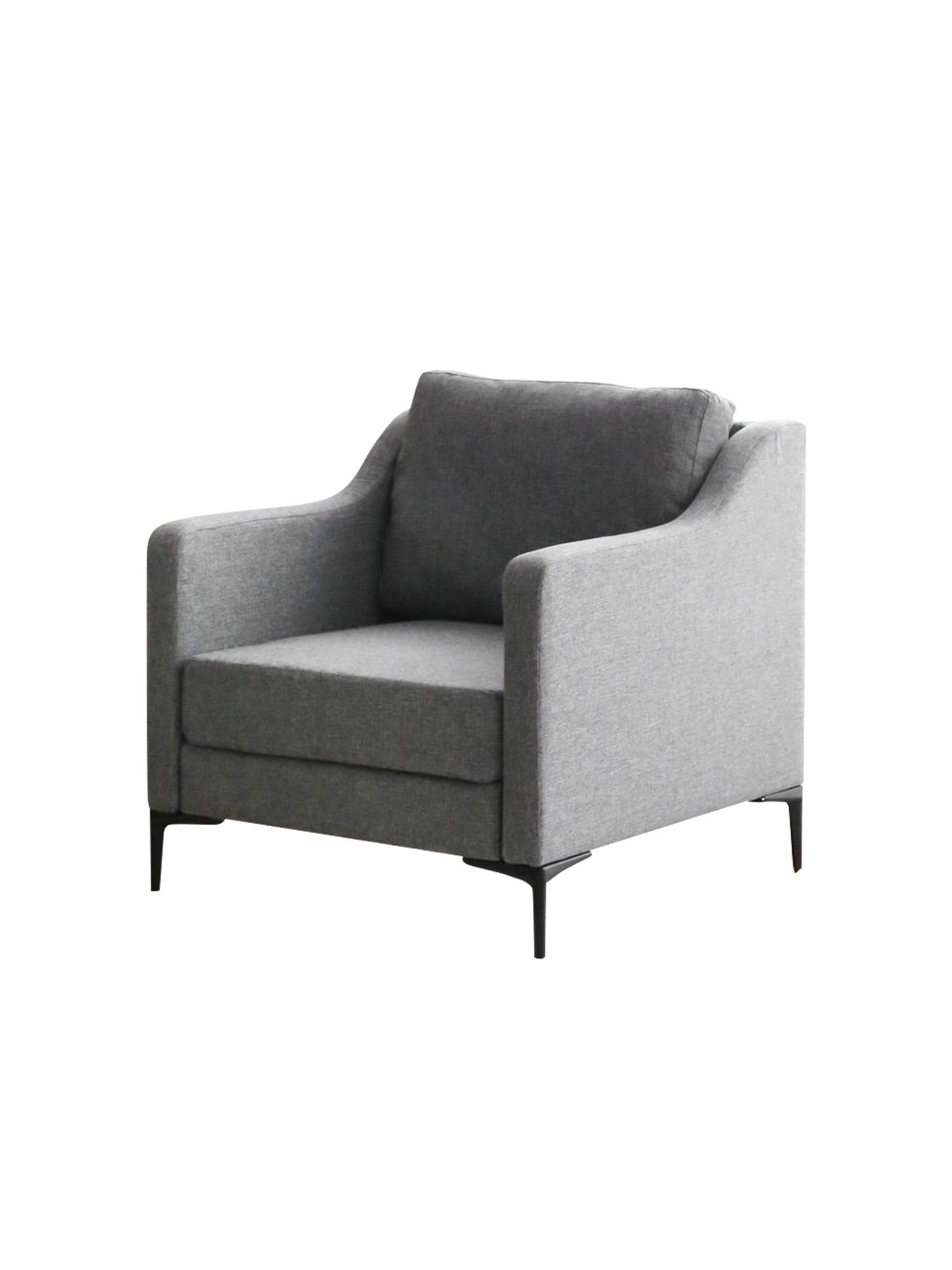 Poltrona Elegante, Linho Cinza, 80 x 93 x 82 cm | Estrutura 100% Madeira de Carpa, Pernas de Metal | Perfeita para Sala de Estar e Escritório, Conforto e Estilo