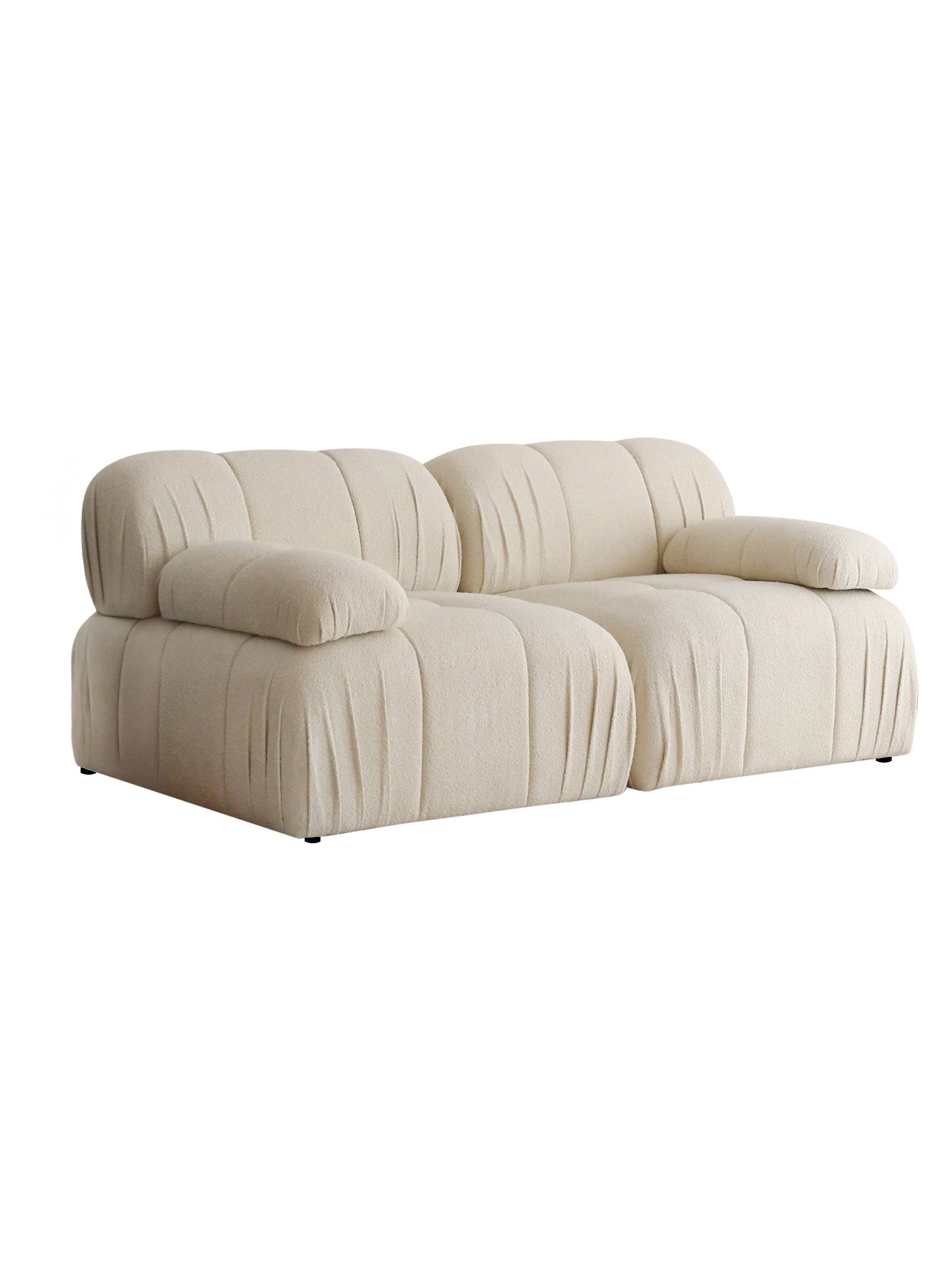 Sofá elegante de 2 lugares, branco, 178 x 74 x 89 cm | Estrutura 100% madeira de carpa, tecido 100% pelúcia, pernas de plástico | Perfeito para salas de estar modernas e espaços aconchegantes