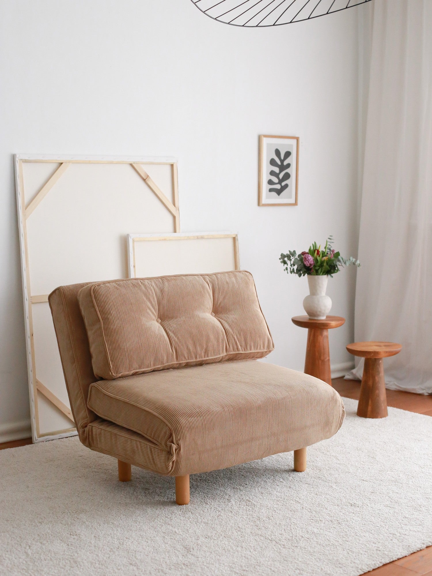 Sofá-cama versátil de 1 lugar, tecido marrom, 93 x 90 x 82 cm | 100% TEDDY, extensível até 186 cm | Perfeito para espaços pequenos, design elegante e confortável