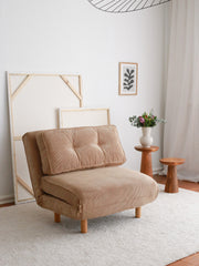 Sofá-cama versátil de 1 lugar, tecido marrom, 93 x 90 x 82 cm | 100% TEDDY, extensível até 186 cm | Perfeito para espaços pequenos, design elegante e confortável
