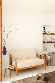 Sofá elegante de 2 lugares, veludo branco, 78 x 133 x 82 cm | Estrutura 100% madeira de carpa, espuma macia e acolchoamento de penas | Perfeito para salas de estar modernas