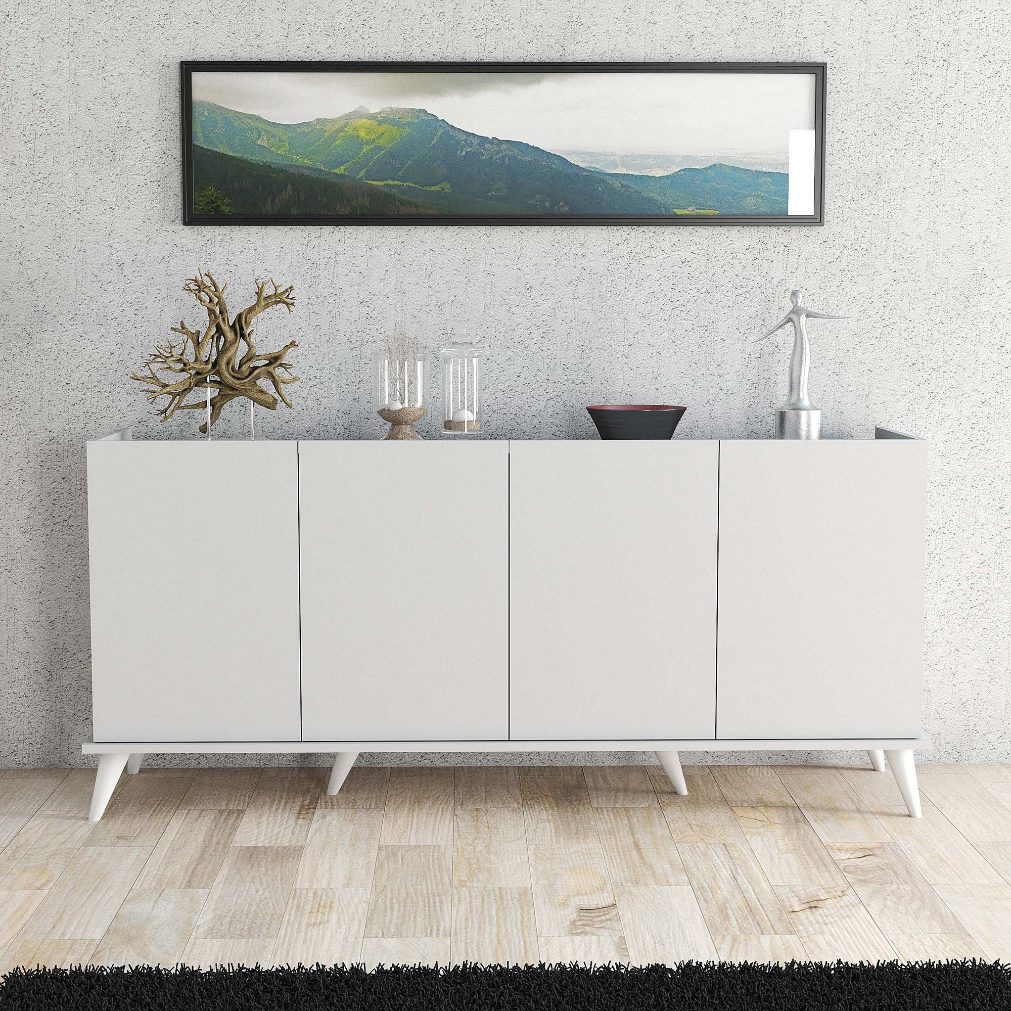 Aparador – 180 cm x 80,8 cm x 45 cm – Branco – Painéis de partículas revestidos de melamina
