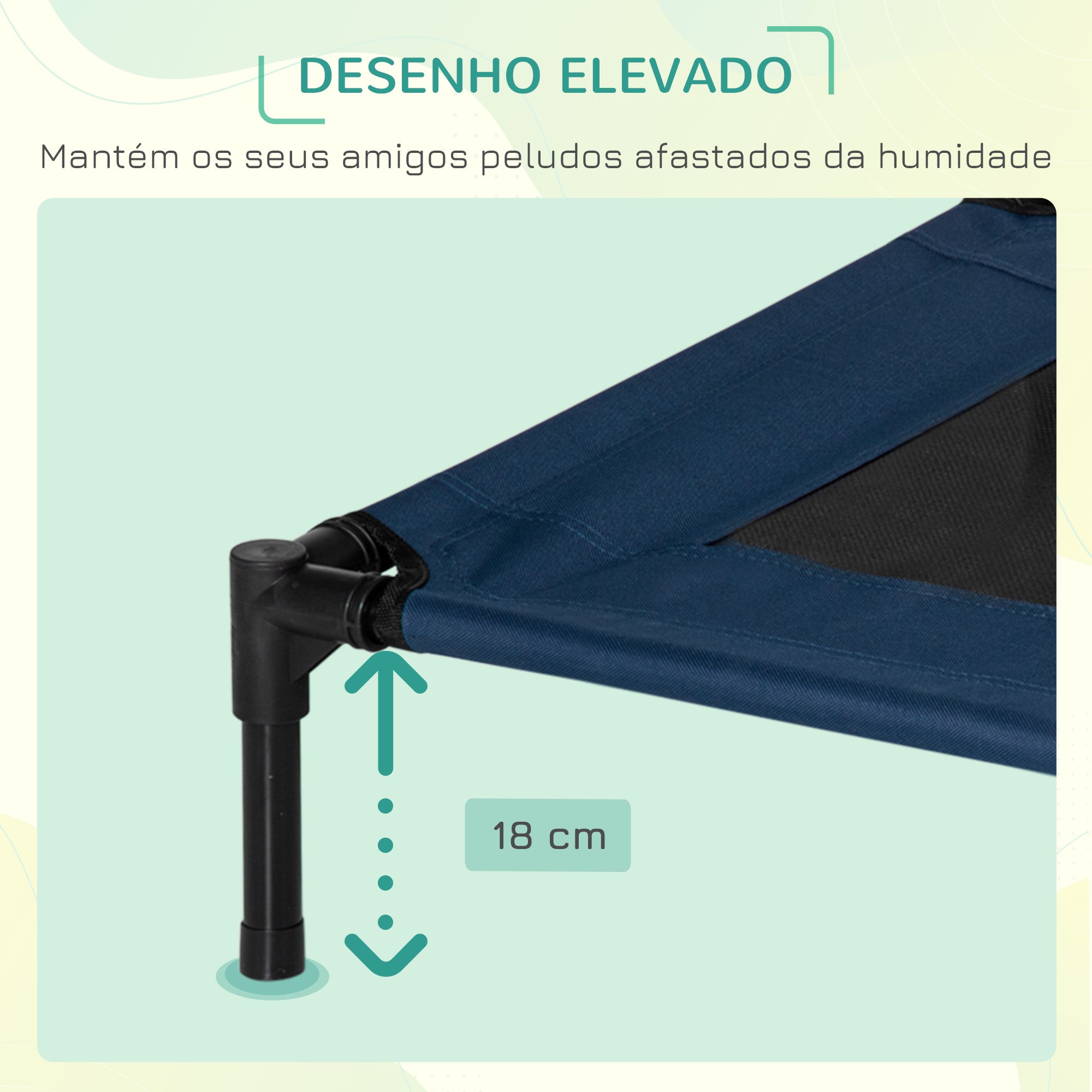 Cama Elevada para Animais de Estimação 76.2x61x18cm Preto