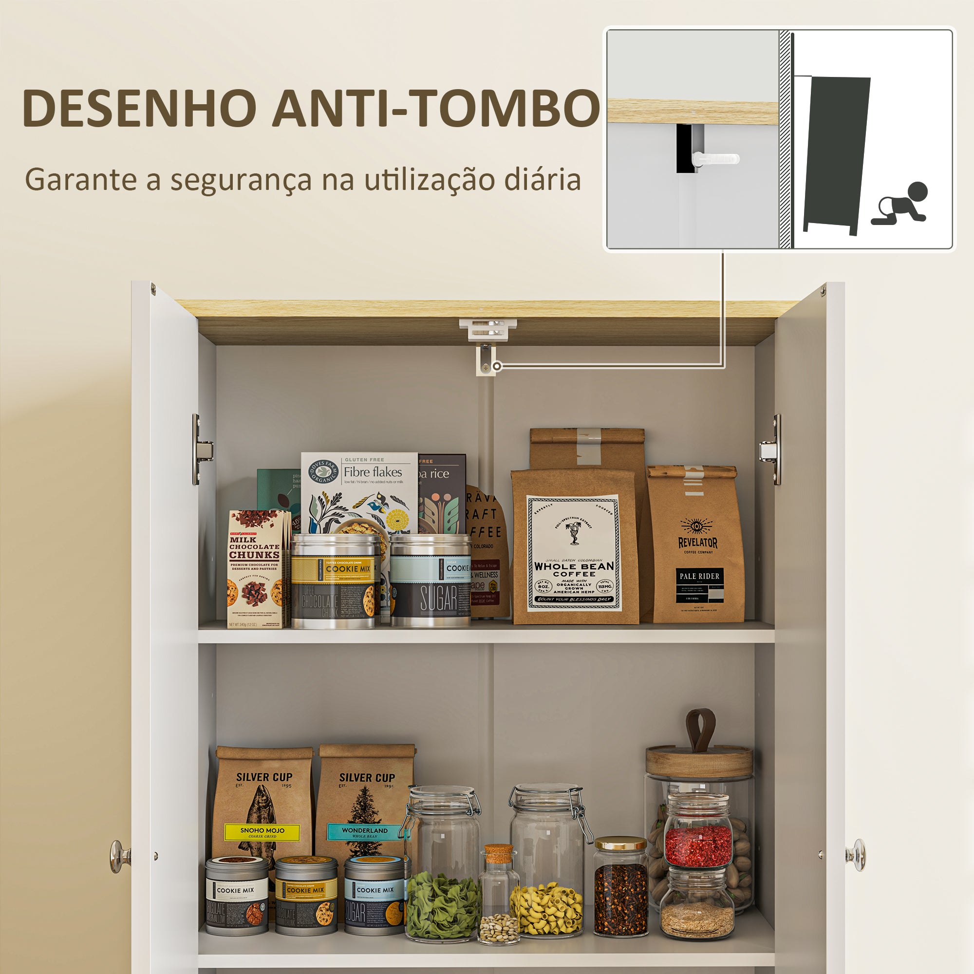 Armário de Cozinha Alto Branco 60x30x183 cm