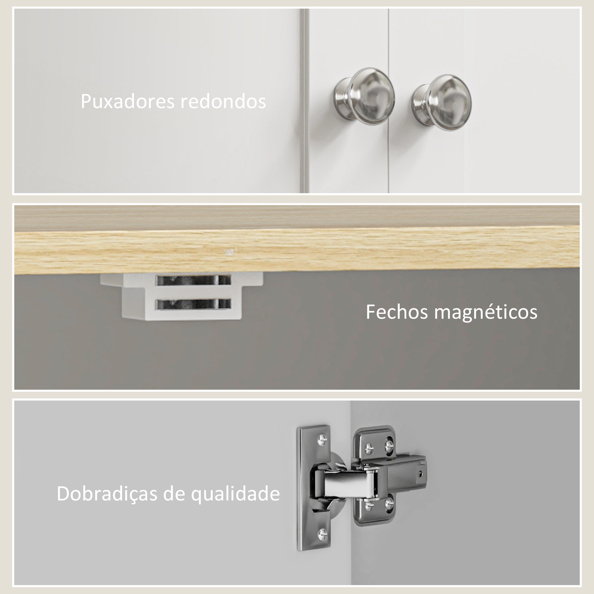 Armário de Cozinha Alto – 60x30x183 cm – Branco – Melamina de madeira e MDF