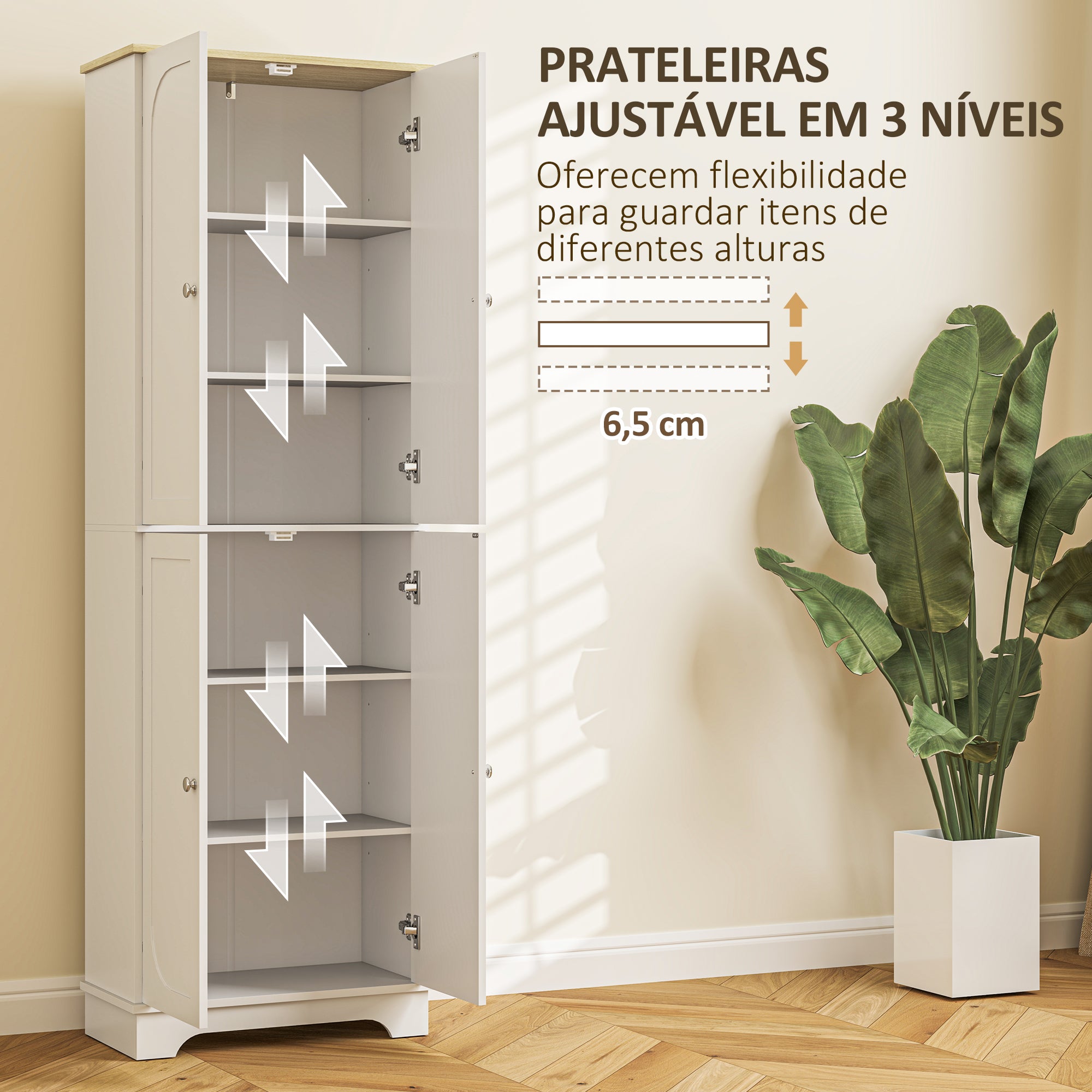 Armário de Cozinha Alto Branco 60x30x183 cm