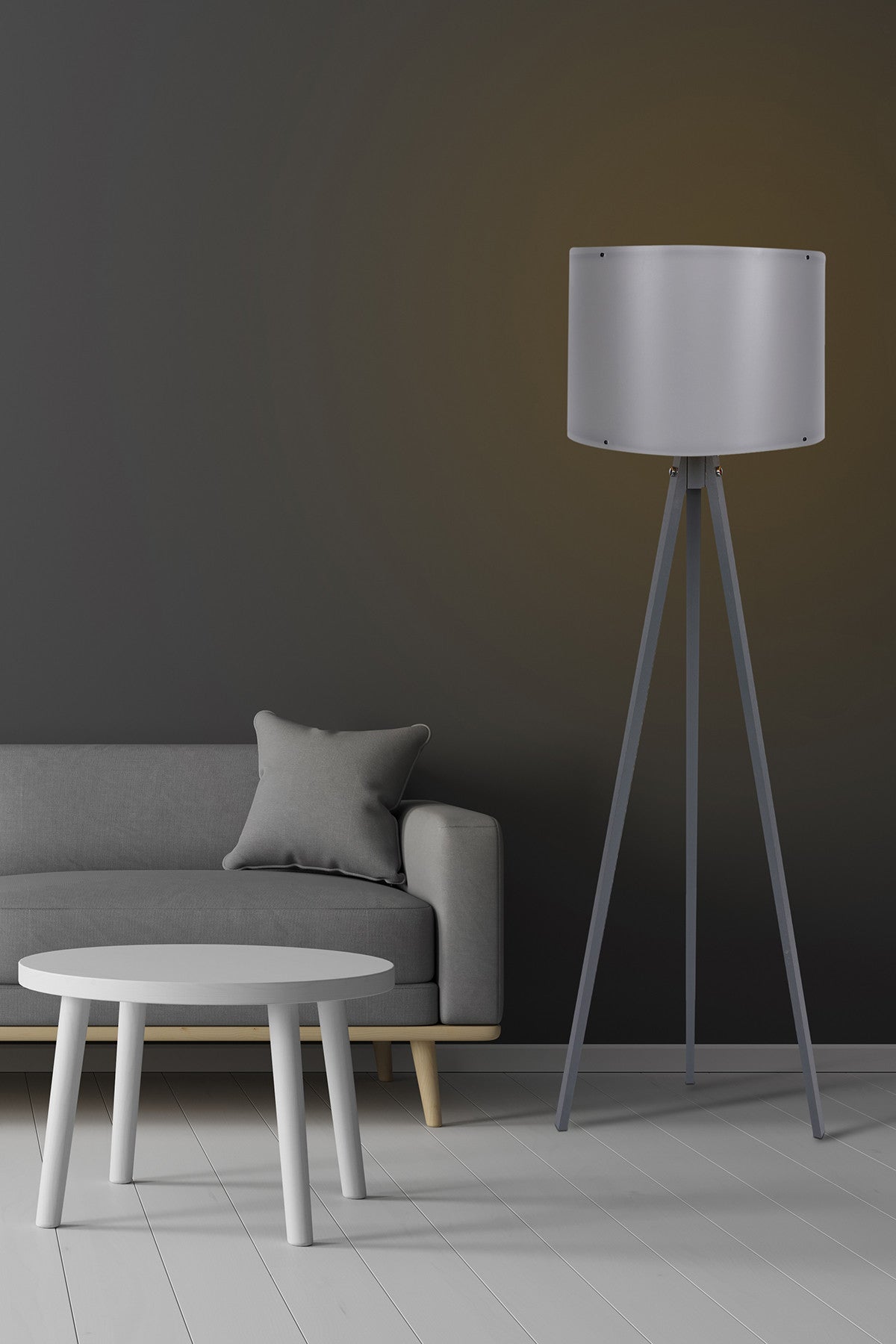 Candeeiro de Pé – 145 cm – Cinza – MDF