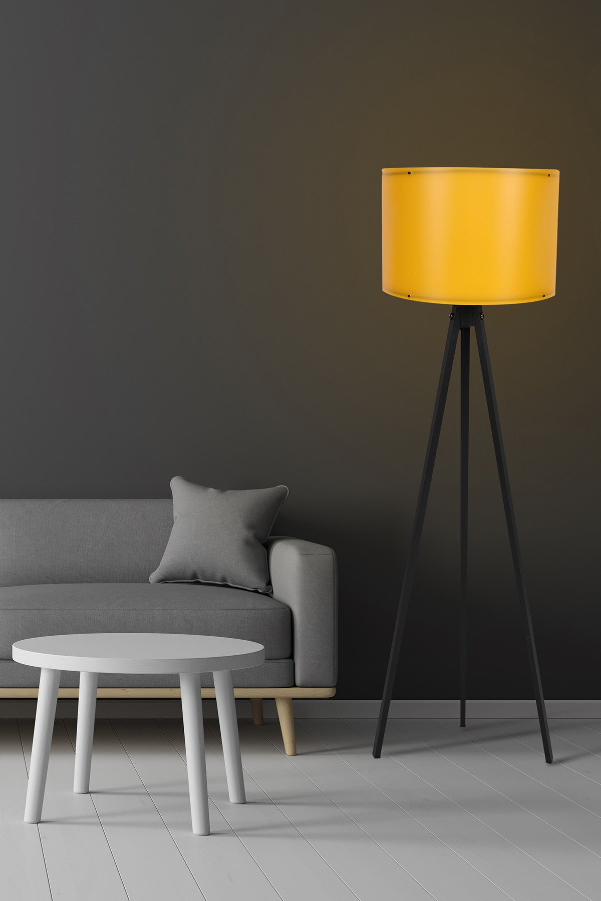 Candeeiro de Pé – 145 cm – Amarelo/Preto – MDF/Polipropileno
