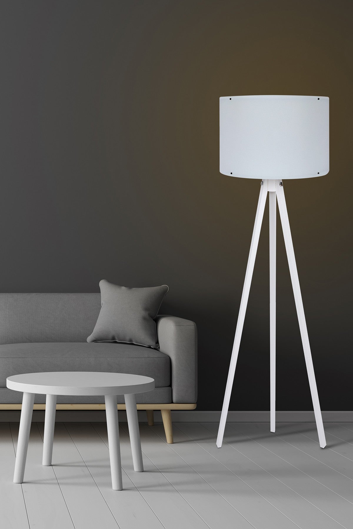 Candeeiro de Pé – 145 cm de altura – Branco – MDF