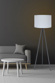 Candeeiro de Pé – 145 cm – Branco e Cinza – MDF com Tampa de Polipropileno