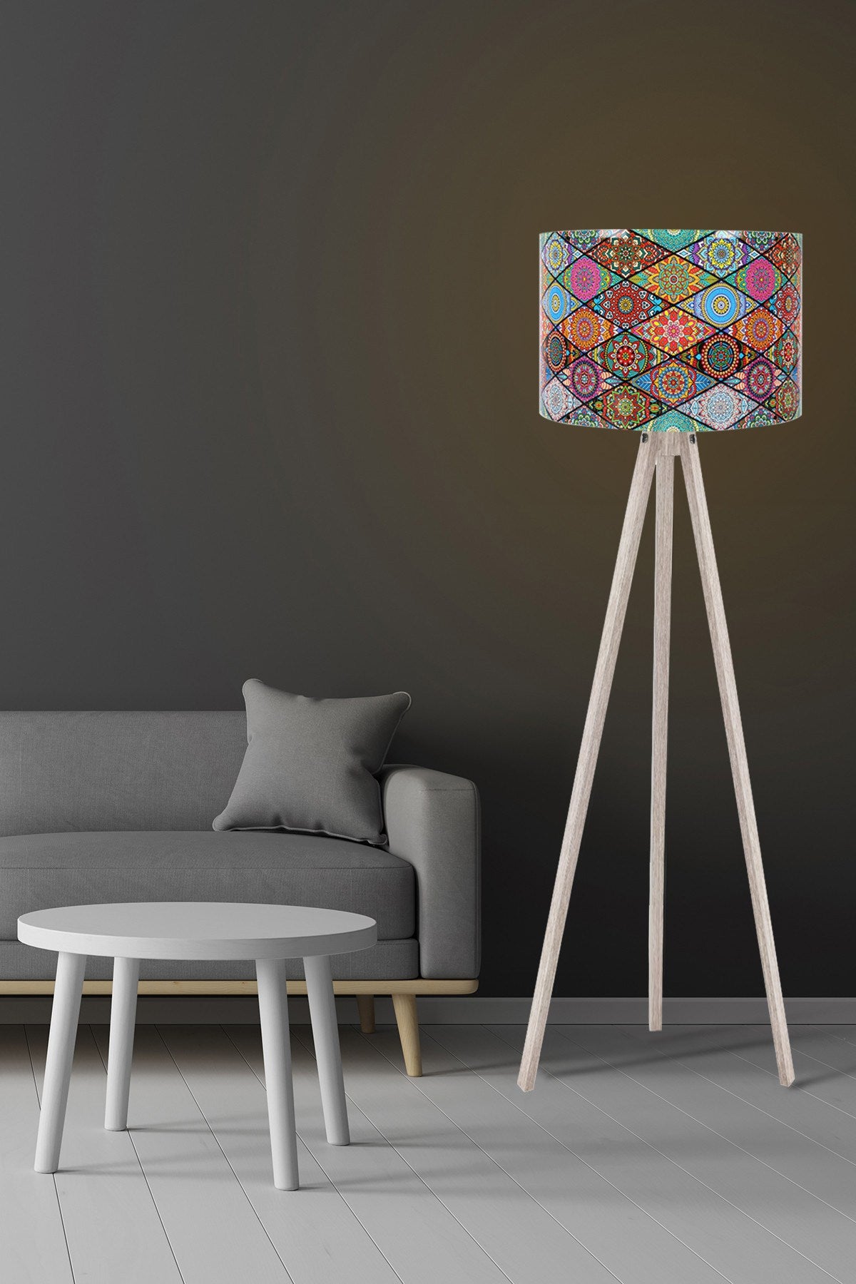 Candeeiro de Pé Étnico – 145 cm – Corp em MDF, Base em Polipropileno