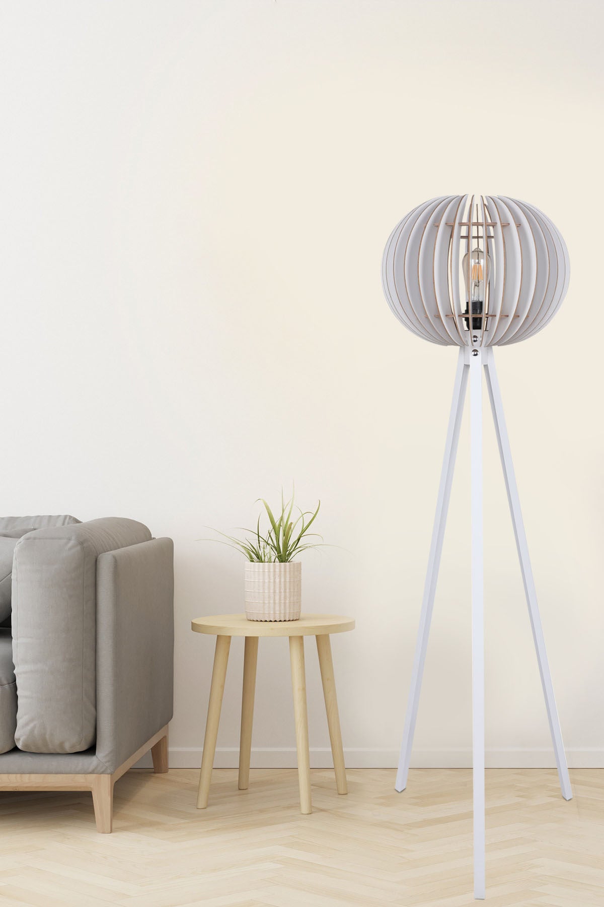 Candeeiro de Pé – 145 cm – Branco – MDF