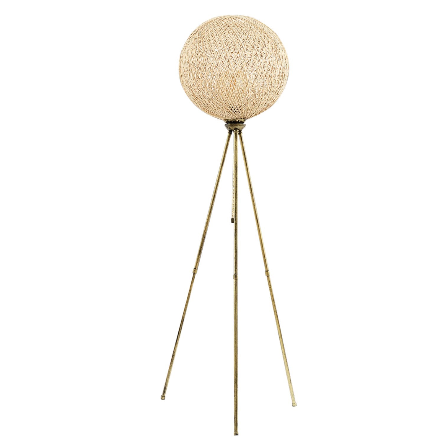 Candeeiro de Pé – 138 cm – Dourado – Metal com Tampa de Juta