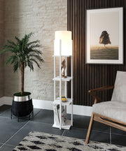 Candeeiro de Pé – 135 cm – branco e natural – aglomerado e MDF