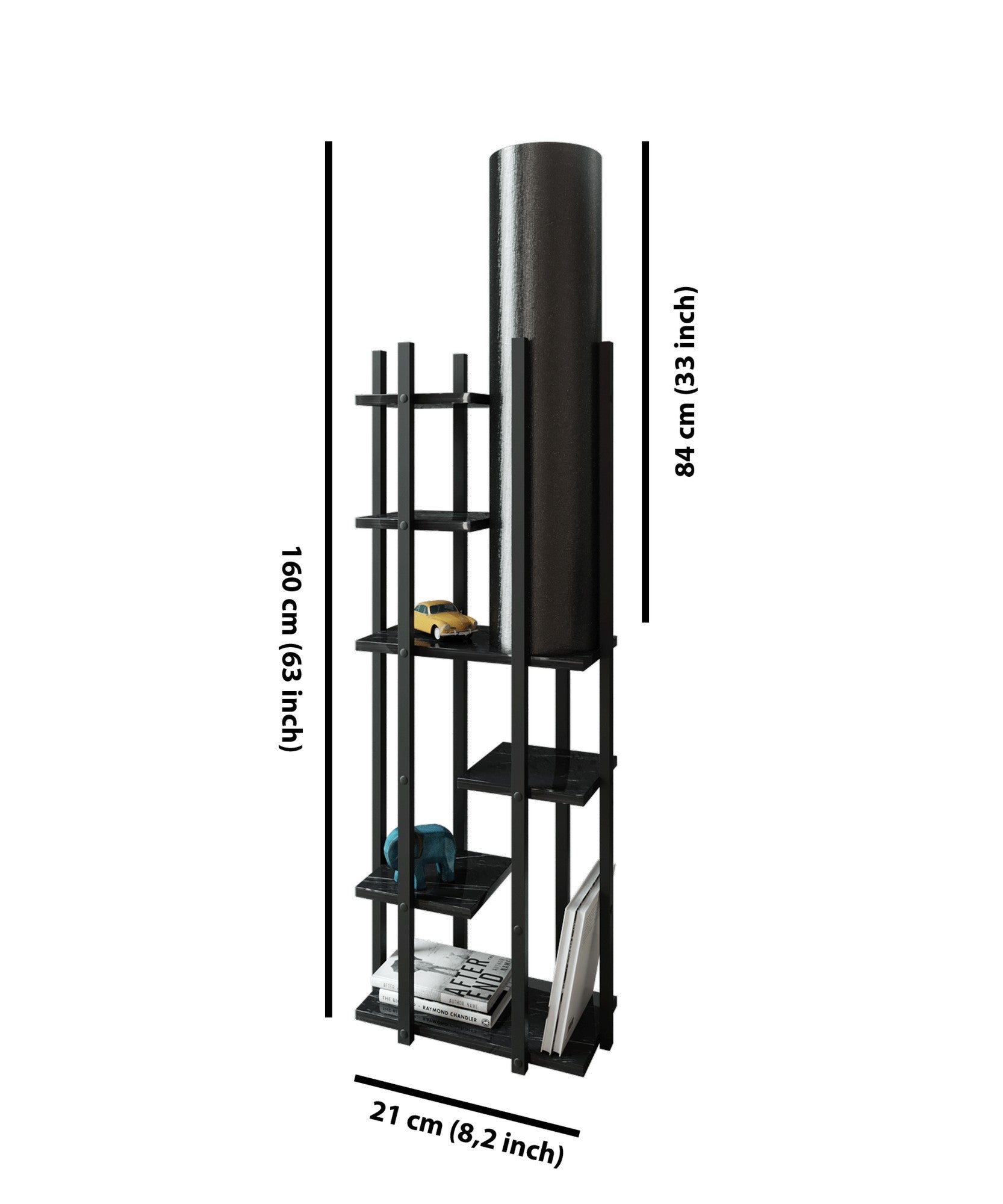 Candeeiro de Pé – 160 cm – Preto – Aglomerado de Partículas, MDF e Tecido