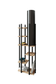 Candeeiro de Pé – 160 cm – Preto e Natural – Aglomerado e MDF