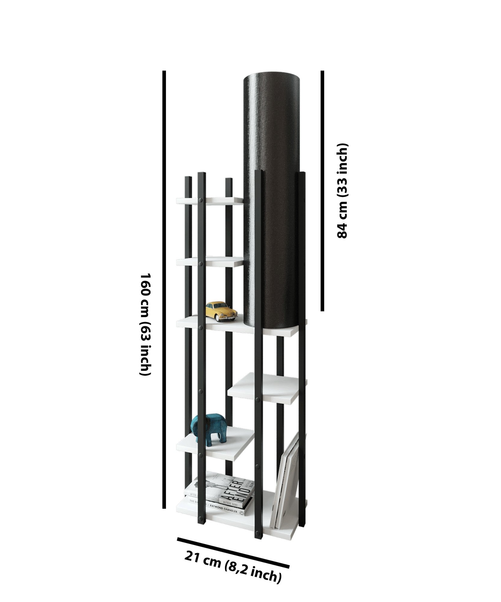 Candeeiro de Pé – 160 cm – Preto e Branco – Aglomerado e MDF