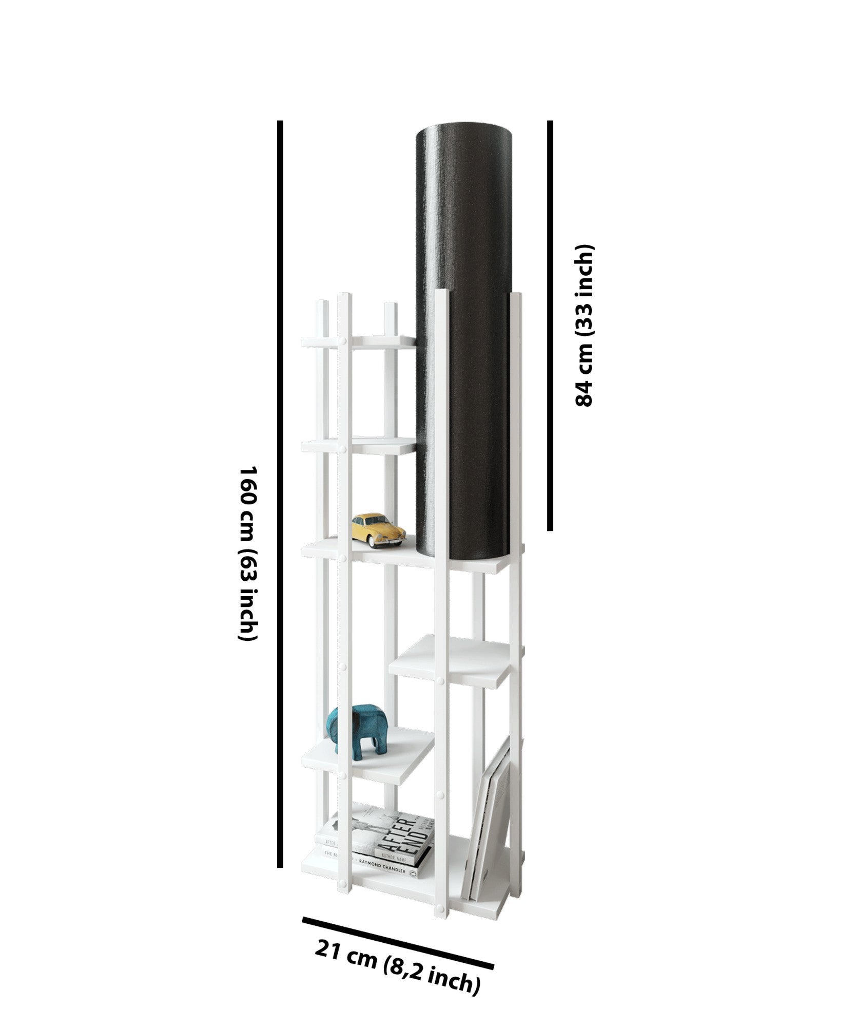 Candeeiro de Pé – 160 cm – Preto e Branco – Aglomerado e MDF