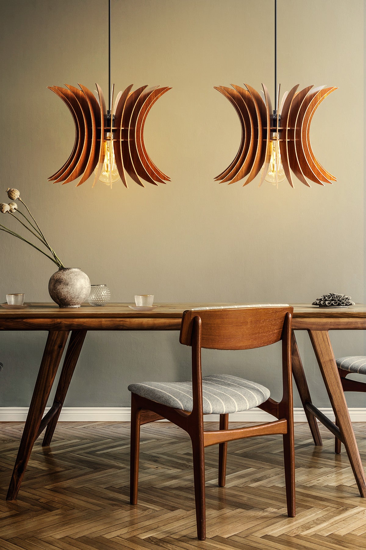Candeeiro de Teto – 55 cm – Noz – MDF