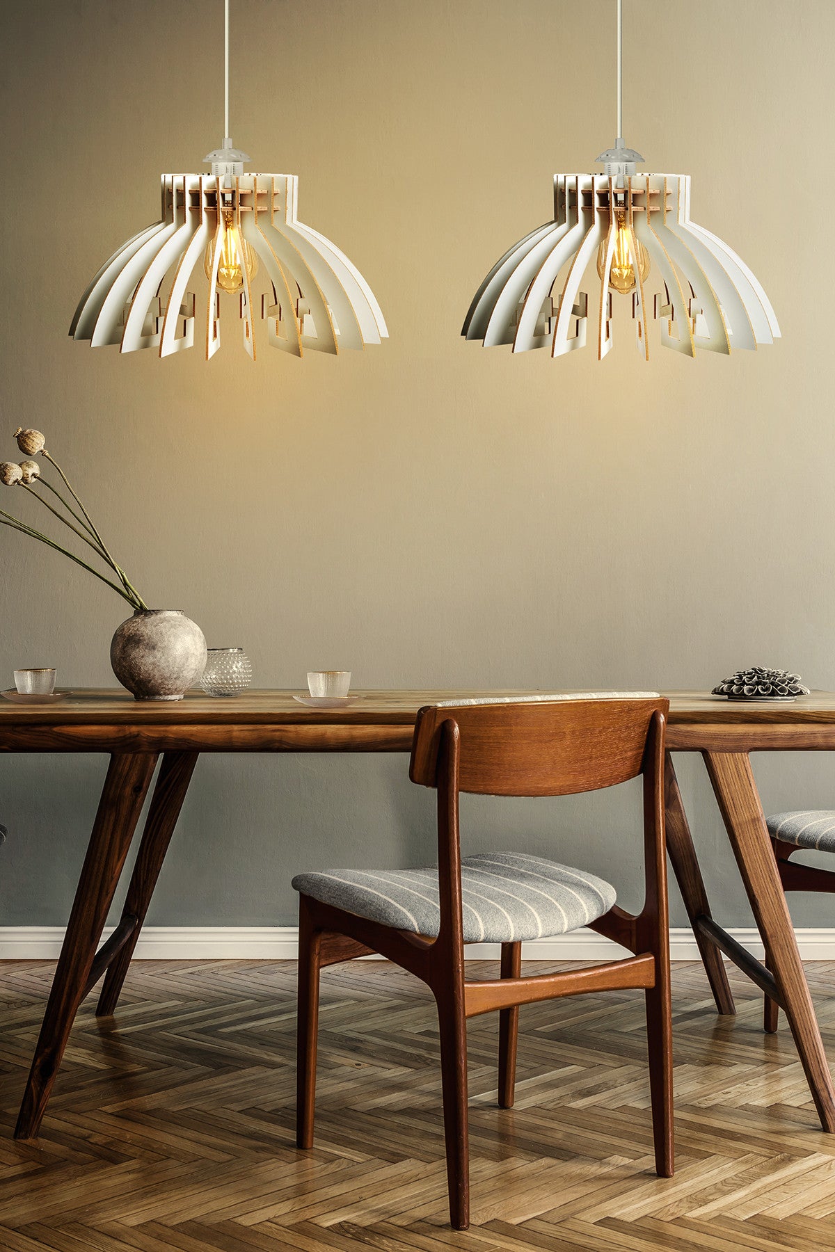 Candeeiro de Teto – 55 cm – Branco – MDF