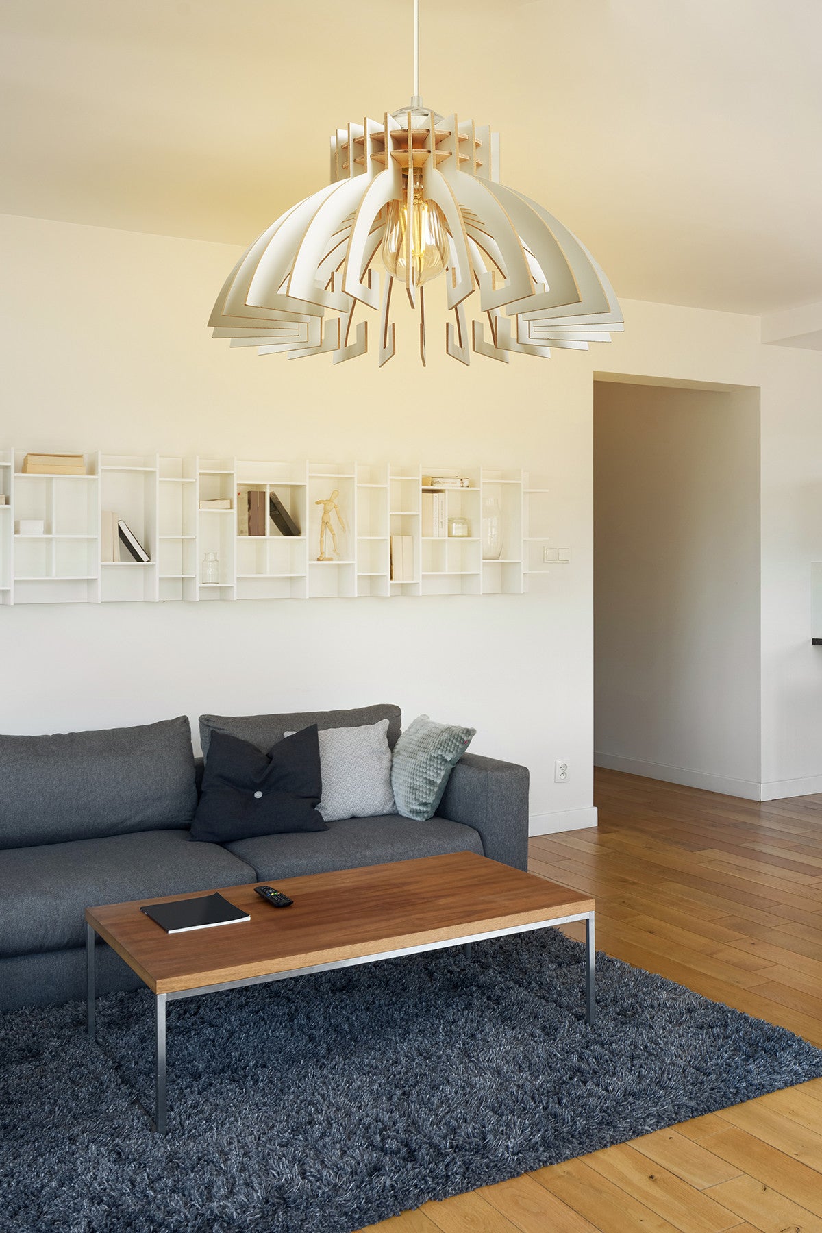 Candeeiro de Teto – 55 cm – Branco – MDF