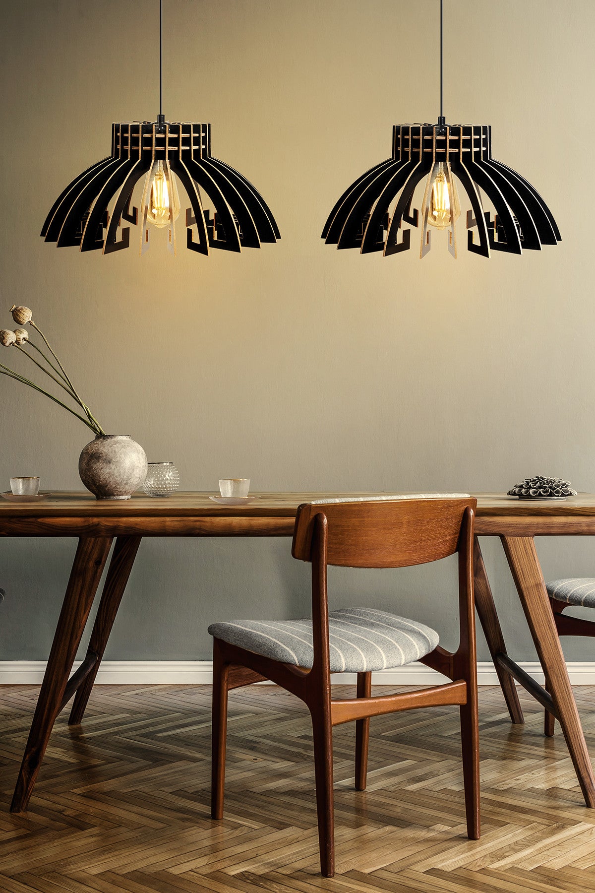 Candeeiro de Teto – 55 cm – Preto – MDF