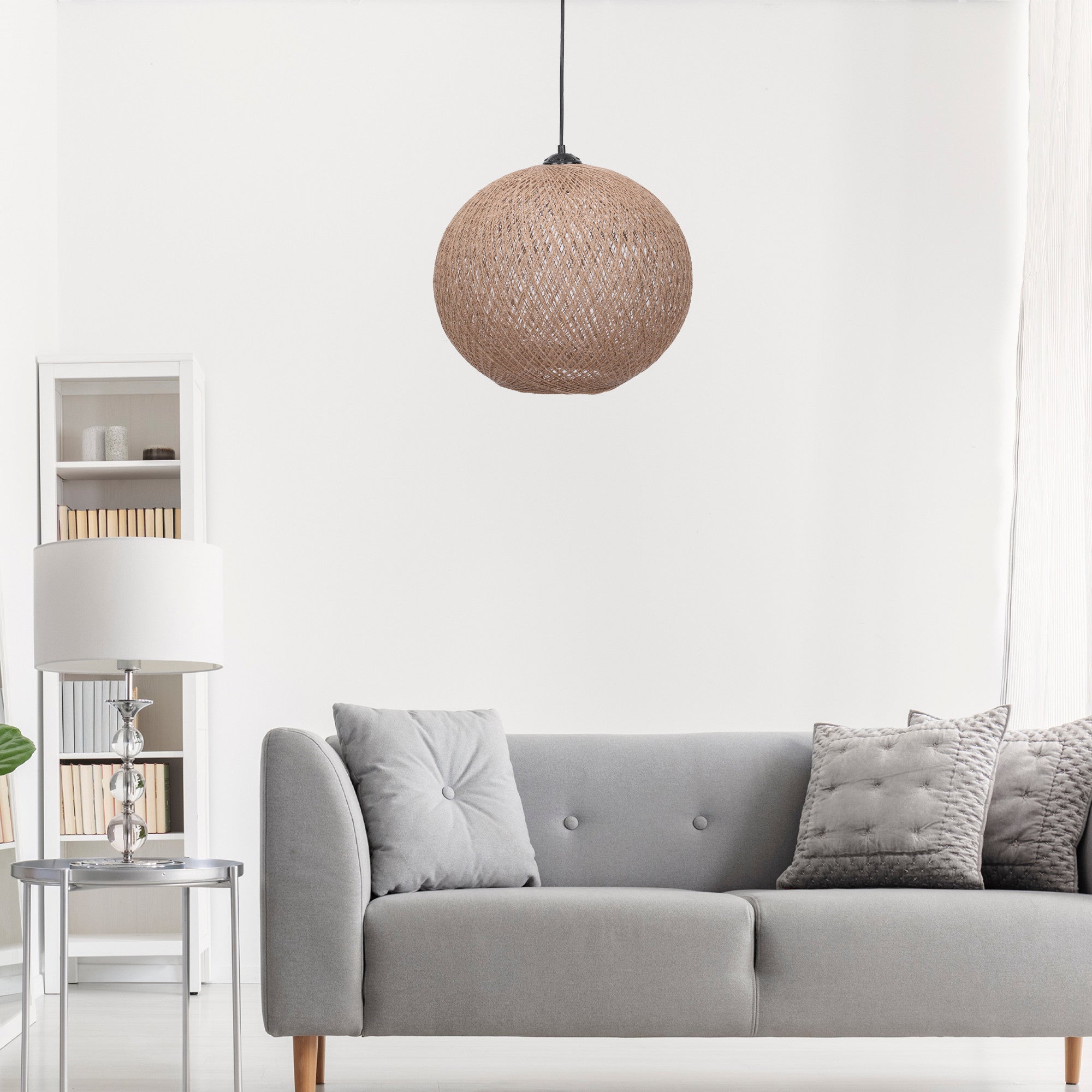 Candeeiro de Teto de juta feito à mão – 34 cm – creme