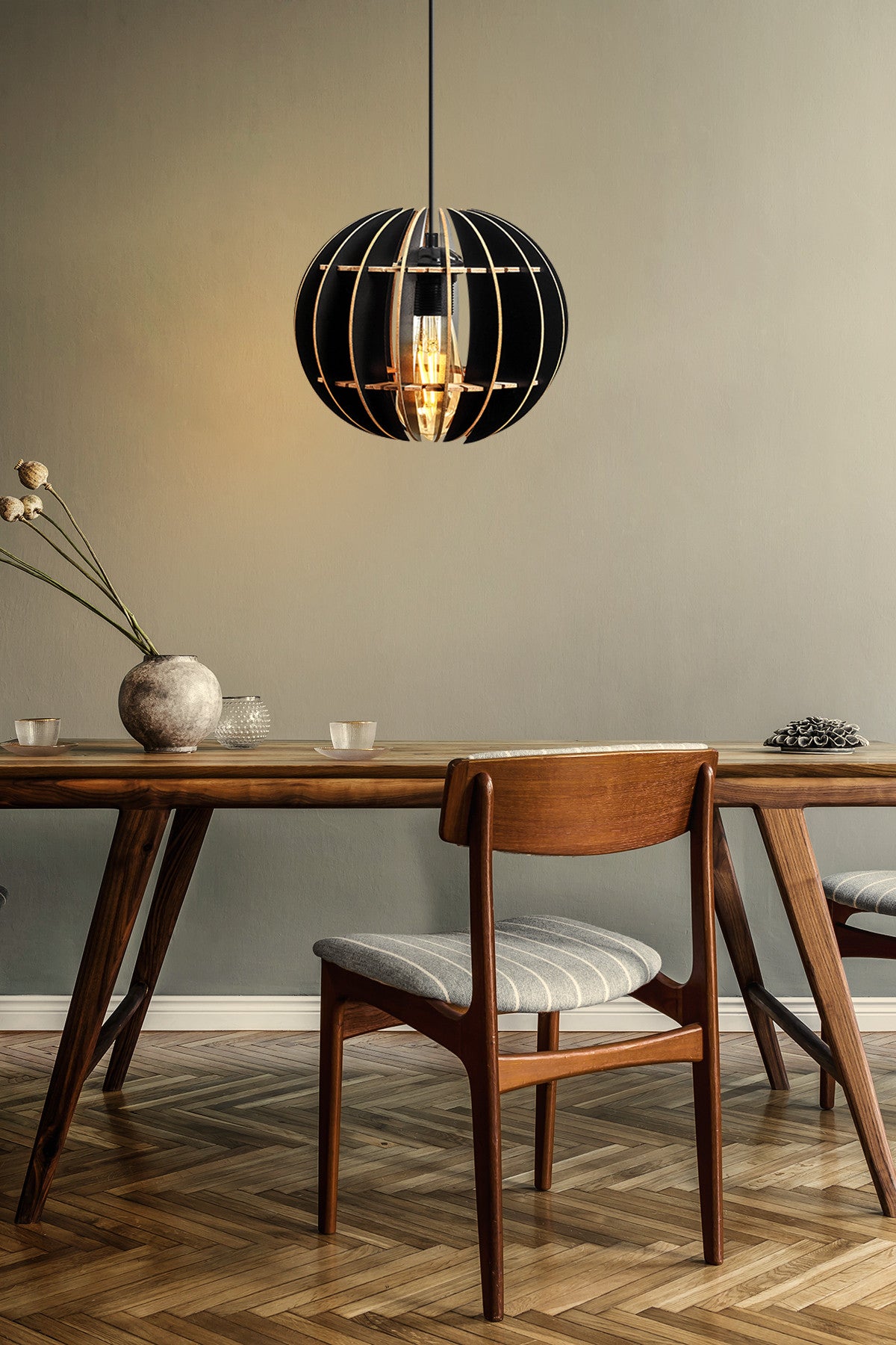 Candeeiro de Teto – 60 cm – Preto – MDF